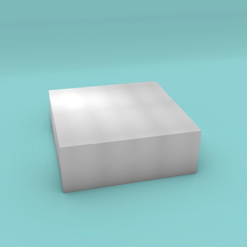 Square foam cake dummy 19 inch by 19 inch, 7 inch tall, smooth white finish, ready to decorate