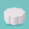 Petal foam cake dummy 10 inch diameter, 6 inch tall, rounded lobed edge, smooth white finish, ready to decorate