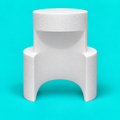 Two-tier round foam theatre cake dummy tower with arch cutout, diameters 8 and 10 inches, smooth white finish