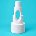 Four-tier round foam cake dummy tower with two arch cutouts, diameters 4, 6, 8 and 10 inches, smooth white finish