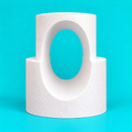 Two-tier round foam cake dummy tower with large oval cutout, diameters 8 and 10 inches, smooth white finish