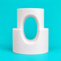 Two-tier round foam cake dummy tower with vertical oval cutout, diameters 8 and 10 inches, smooth white finish