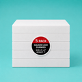 Stack of five 4"x4" square foam cake dummy risers, 1 inch tall, with a "5 Pack" label — base-tier riser for cake display stability, free shipping