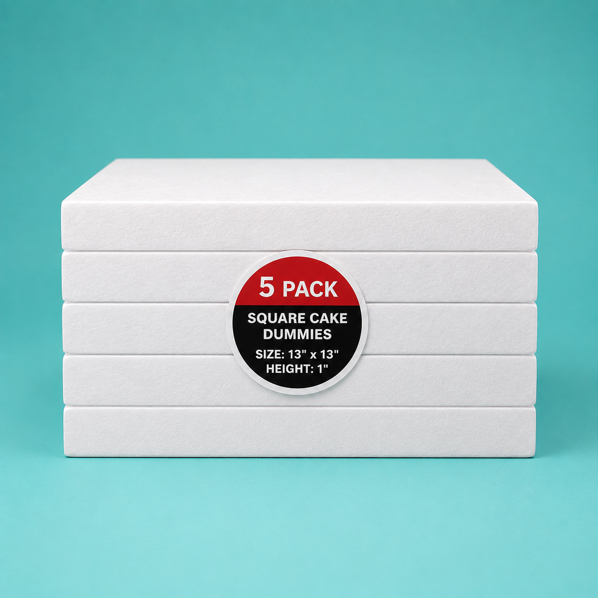 Foam Cake Dummy Riser 13 Inch Square, Pack of 5 - Fake Cake Base for Tiered Cakes